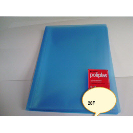 CARPETA ESCAPARATE FL POLIPLAS 20F TRANSPARENTE AZUL GRAFOPLAS 1451230
