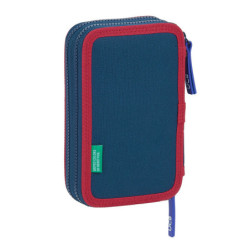 PLUMIER DOBLE PQÑO 28 PCS BENETTON "NAVY" SAFTA21 ENERO 412106854 19,5*12,5
