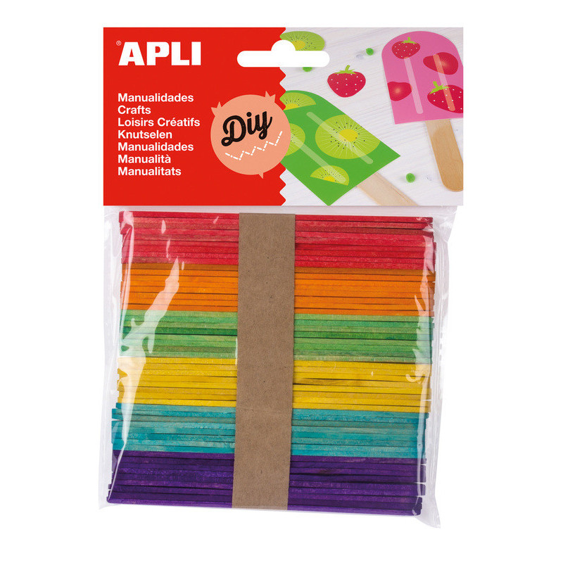 PALILLOS POLO PEQUEÑO MADERA COLORES SURTIDOS BOLSA 50U APLI 13064