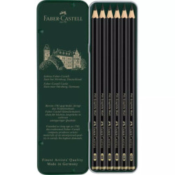 LAPIZ FABER-CASTELL PITT GRAFITO MATE  CAJA METAL 6 LAPICES GRADUADOS 2B -12B 115207