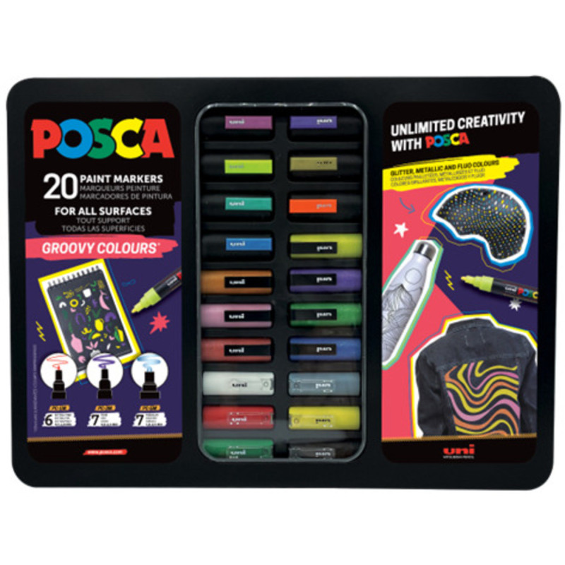 MARCD. UNI-BALL UNI POSCA CAJA METAL SERIE GROOVY 20U 302422188