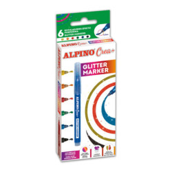 PEGAMENTO PURPURINA ALPINO CREA GLITTER GLUE MARKER 6 COLORES AR000178