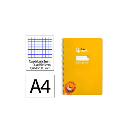 CUADERNO TD FL 80H LIDERPAPEL PAUTAGUIA LAMELA 3 MARGEN AMARILLO LEON 171788 UNIDAD