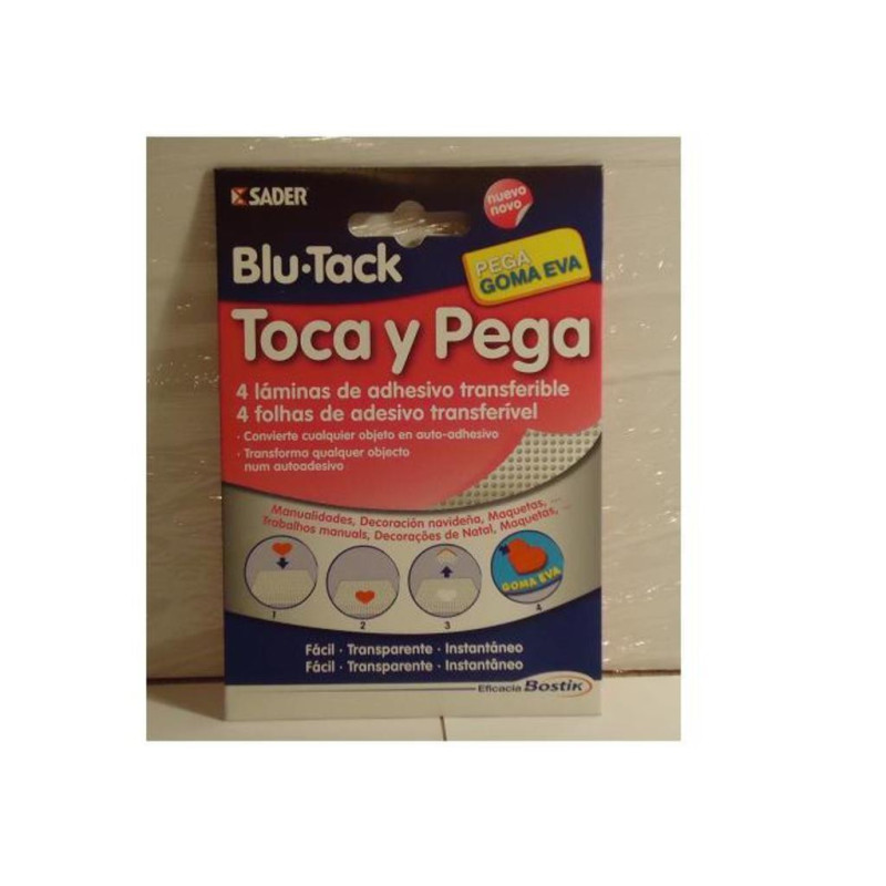 PEGAMENTO TACK BLU-TACK TOCA Y PEGA LAMINA PARA GOMA EVA PTE 4H PLICO