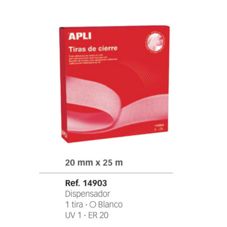 CINTA VELCRO APLI ADHESIVA BLANCA 20MM*25M CAJA 14903