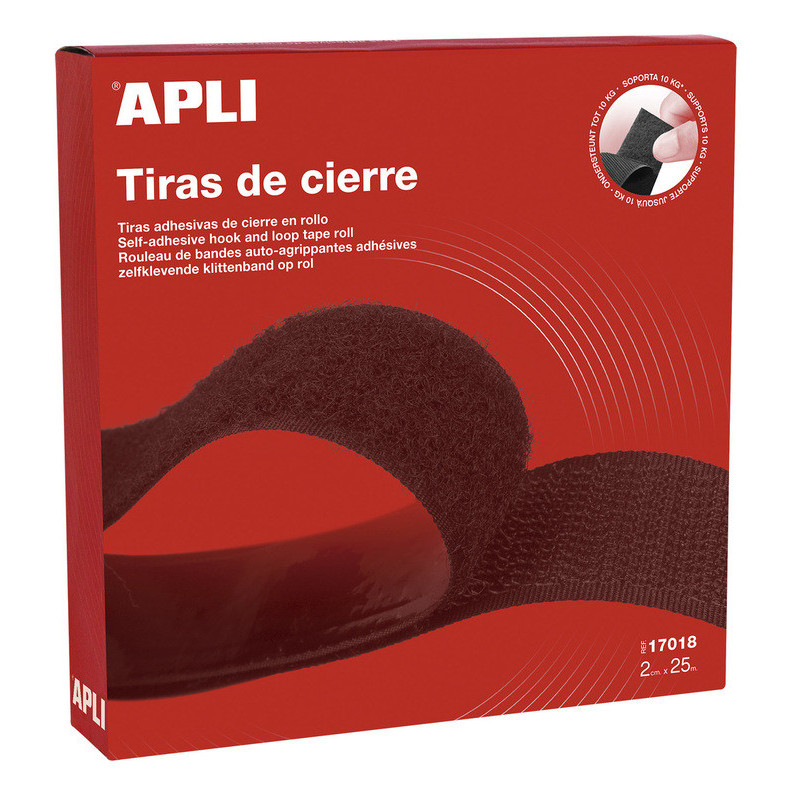 CINTA VELCRO APLI ADHESIVA NEGRA 20MM*25M CAJA 17018