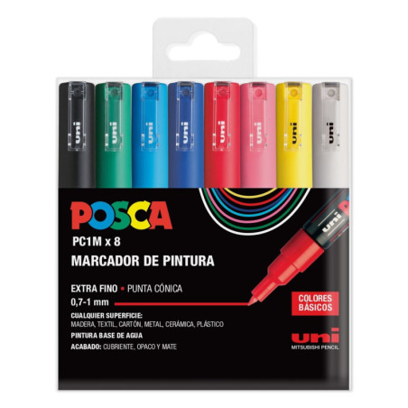 MARCADOR UNI-BALL POSCA PC-5M/4C PUNTA REDONDA 1,8-2,5MM 4 COLORES SURTIDO 182634960