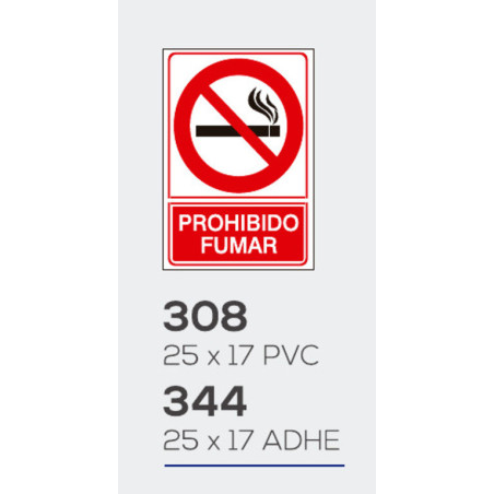 LETRERO ADHESIVO 17*25 PROHIBIDO FUMAR  MOD 344