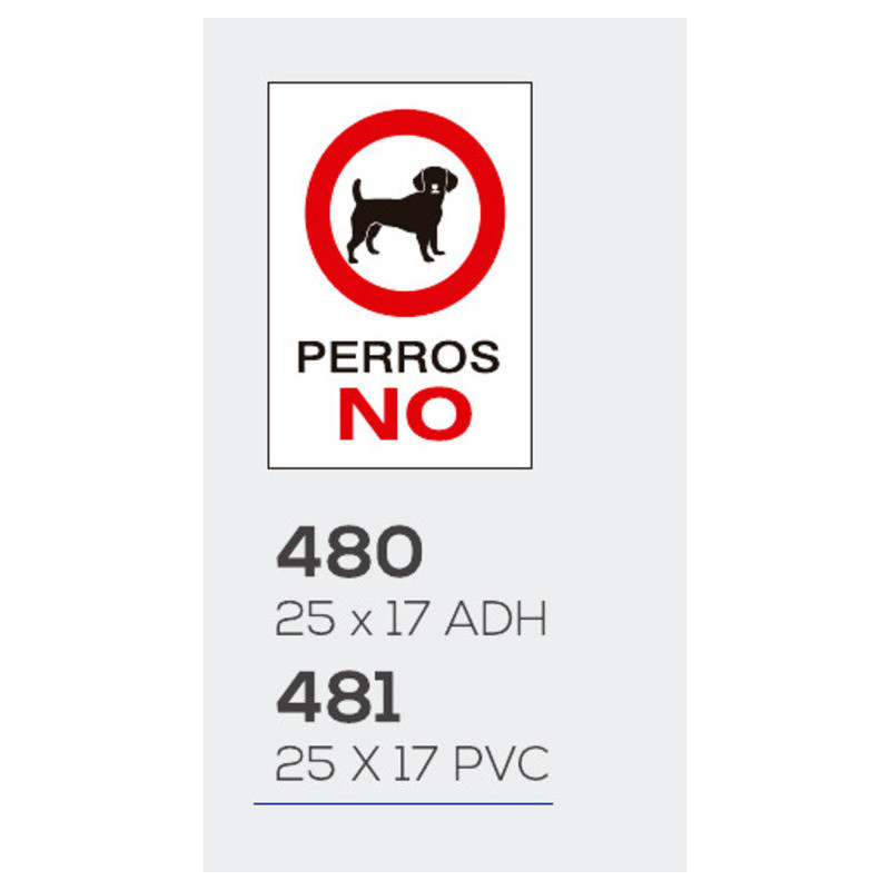 LETRERO ADHESIVO 17*25 PERROS NO MOD 480