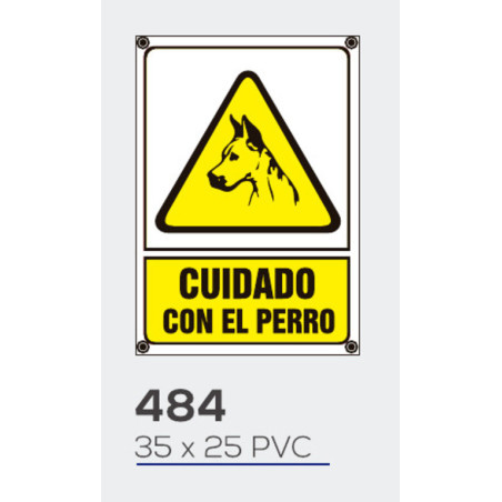 LETRERO PVC CUIDADO CON EL PERRO 35*25 MOD 484