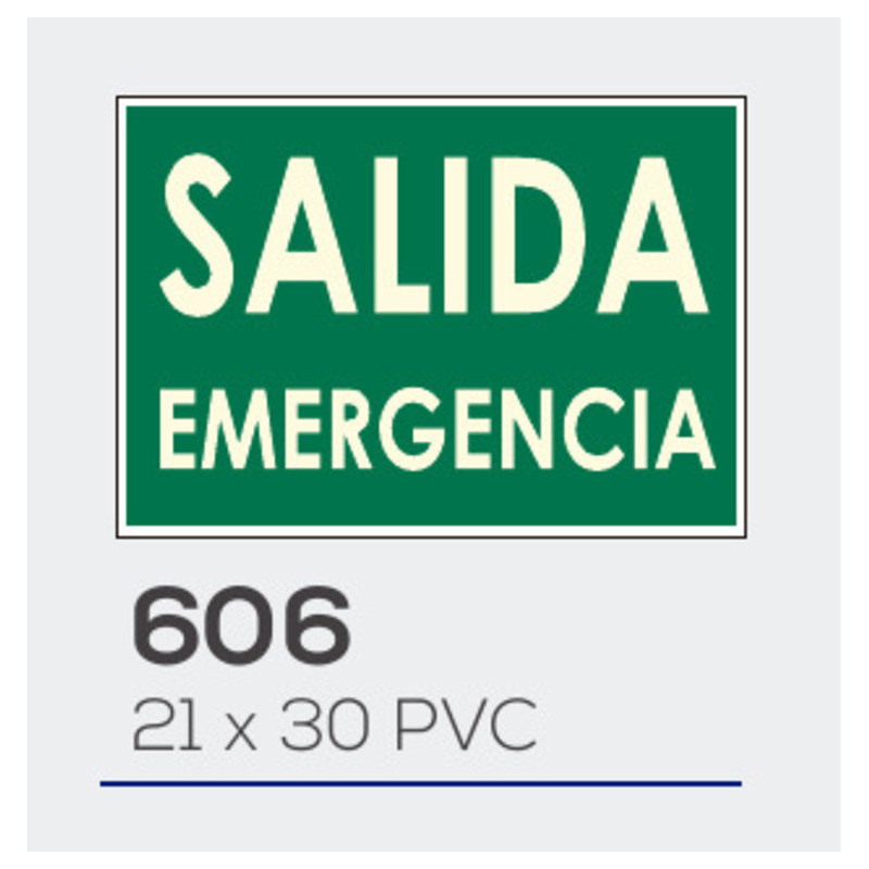 LETRERO PVC 21*30 SALIDA EMERGENCIA LUMINISCENTE MOD 606