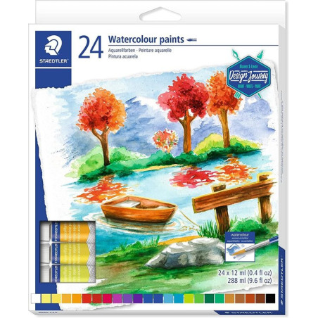 PINTURA WATERCOLOR ACUARELA STAEDTLER 12ML CAJA 24 COLORES 8880 C24 02 DESIGN JOURNEY