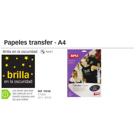 PAPEL APLI HOBBY LINE TRANSFER LUMINISCENTE 3H
