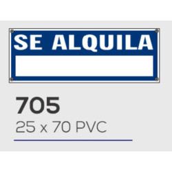 LETRERO PVC 25*70  SE ALQUILA AZUL MOD 705