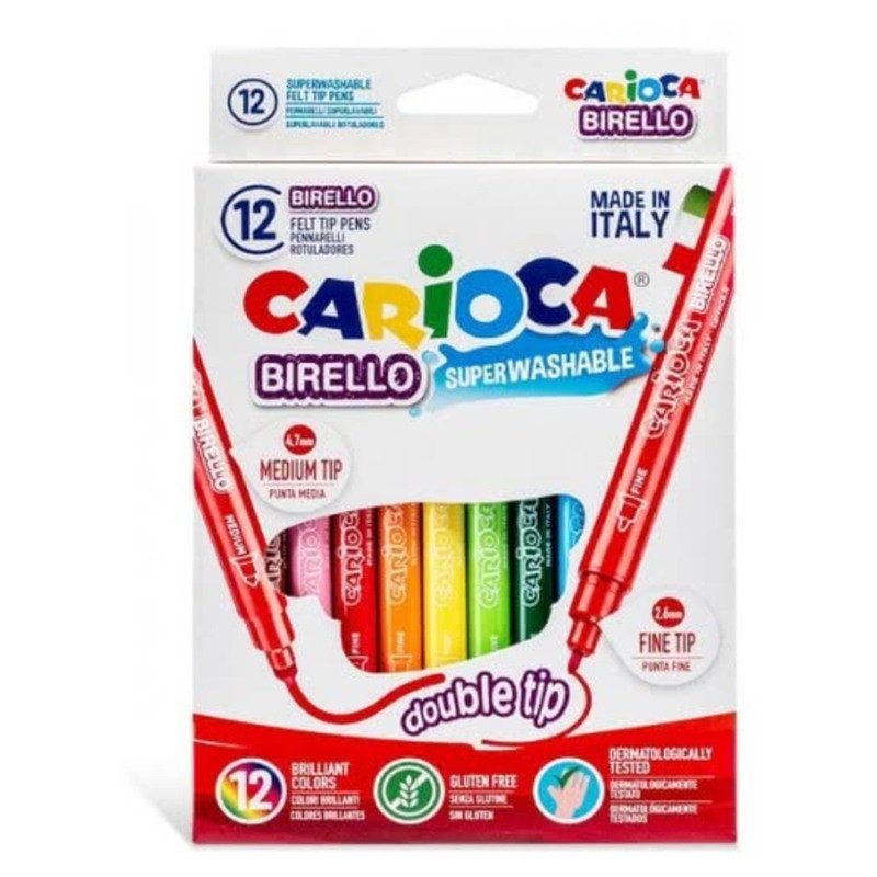 ROTULADOR CARIOCA BIRELLO DOBLE PUNTA 12 COLORES 42753