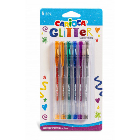 BOLIGRAFO CARIOCA GEL GLITTER BLISTER 6U 42165