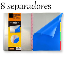 SEPARADOR FOLIO PP RIGIDO 8 POSICIONES PARA CARPETAS ESCAPARATE EXTRAIBLE 302130