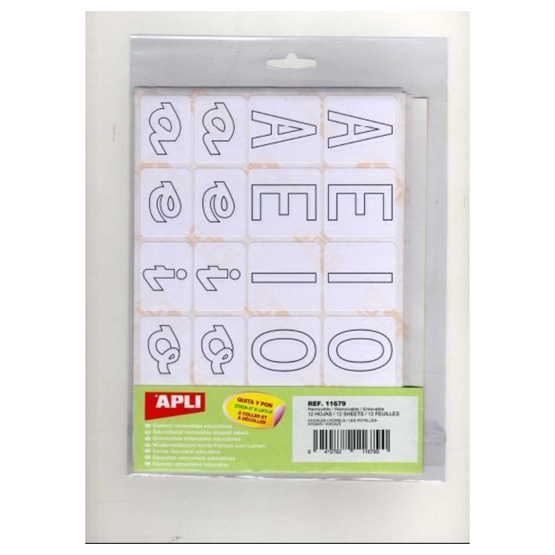 ETIQUETAS APLI GOMETS VOCALES 12H REF.11679 ^