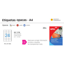 ETIQUETAS APLI OPACAS BLISTER 20H 70*37 11708