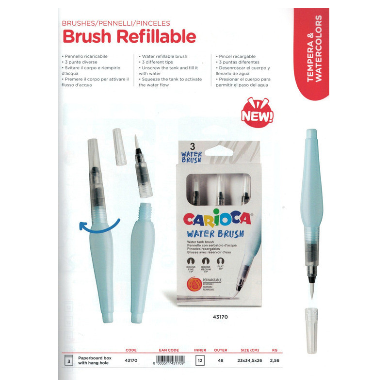 PINCEL AGUA CARIOCA BLISTER 3 MODELOS SURTIDOS 43170