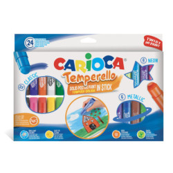 TEMPERA SOLIDA CARIOCA TEMPERELLO SURTIDO REGALO 24 COLORES UNIDAD 43290