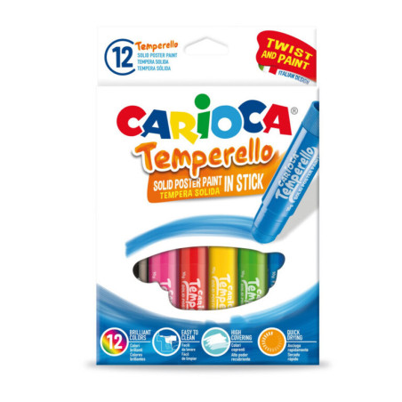 TEMPERA SOLIDA CARIOCA TEMPERELLO 12 COLORES UNIDAD 42738
