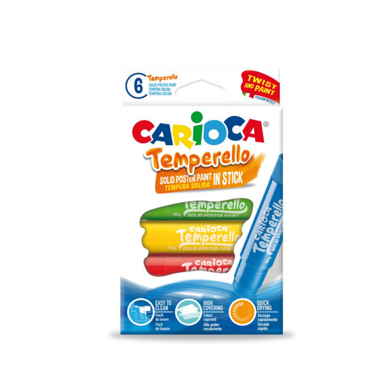 TEMPERA SOLIDA CARIOCA TEMPERELLO 6 COLORES UNIDAD 42739