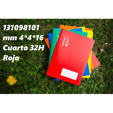 LIBRETA GRAPADA CUARTO 32 HOJAS 70 GR MM 4*4*16 ROJO 131098101 ESCOLOFI (10)