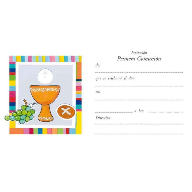 TARJETA INVITACION COMUNION EDICROMO CALIZ PAN UVA 14361