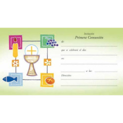 TARJETA INVITACION COMUNION EDICROMO CALIZ PAN UVA VELA 14373