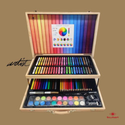MALETIN DIBUJO LITTLE ARTIST MADERA DOS PISOS 106 PZAS ALEX BOG AB-0892