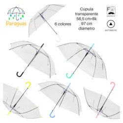 PARAGUAS ALEX BOG AUTOMATICO TRANSPARENTE 6 COLORES SURTIDOS ZX-0081