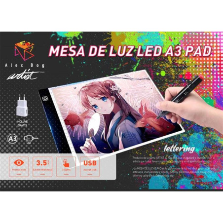 MESA LUZ PARA CALCAR A-3 PAD ARTIST ALEX BOG AB-0333 UNIDAD