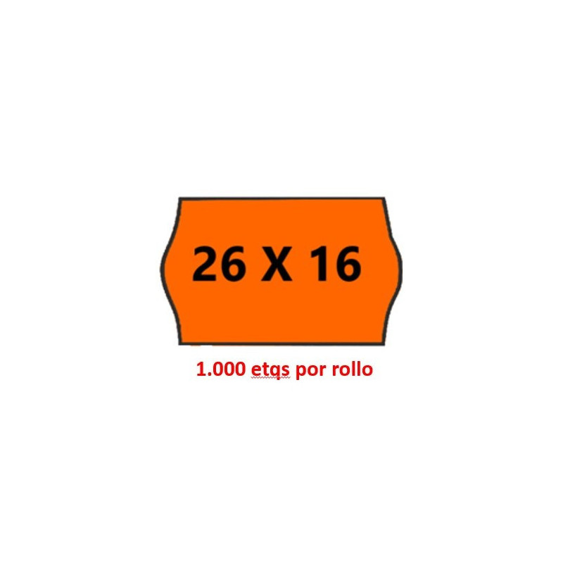 ETIQUETAS MAQ. 26*16 ONDA NARANJA REMOVIBLE ROLLO 1000U (40)