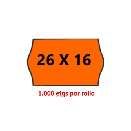 ETIQUETAS MAQ. 26*16 ONDA NARANJA REMOVIBLE ROLLO 1000U (40)