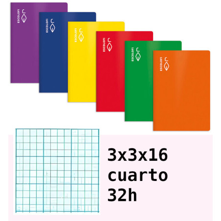 LIBRETA ESCOLOFI 4º 32H MM 3*3*16  131 0885