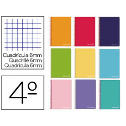 CUADERNO TD CUARTO 80H LIDERPAPEL CUADRO 6*6 MARGEN COLORES SURTIDOS 08402