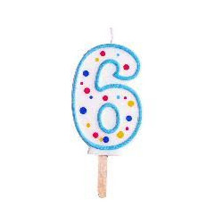 VELA NUMEROS CUMPLEAÑOS TRICOLOR Nº 6 VERBETENA
