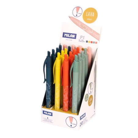 BOLIGRAFO MILAN P1 LAVA SERIES EXPOSITOR 20U 5 COLORES SURTIDOS 1765729120LV