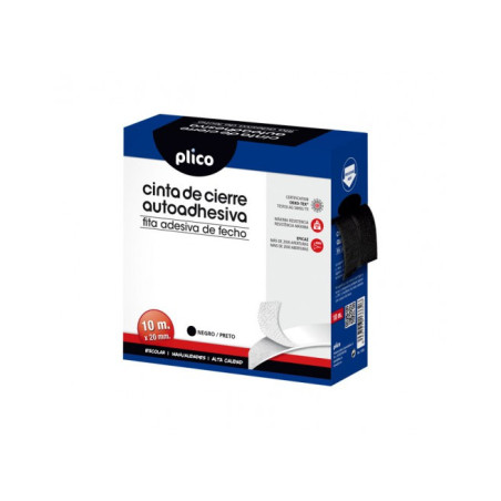 CINTA VELCRO PLICO ADHESIVA NEGRO 20MM*10M CAJA 13332