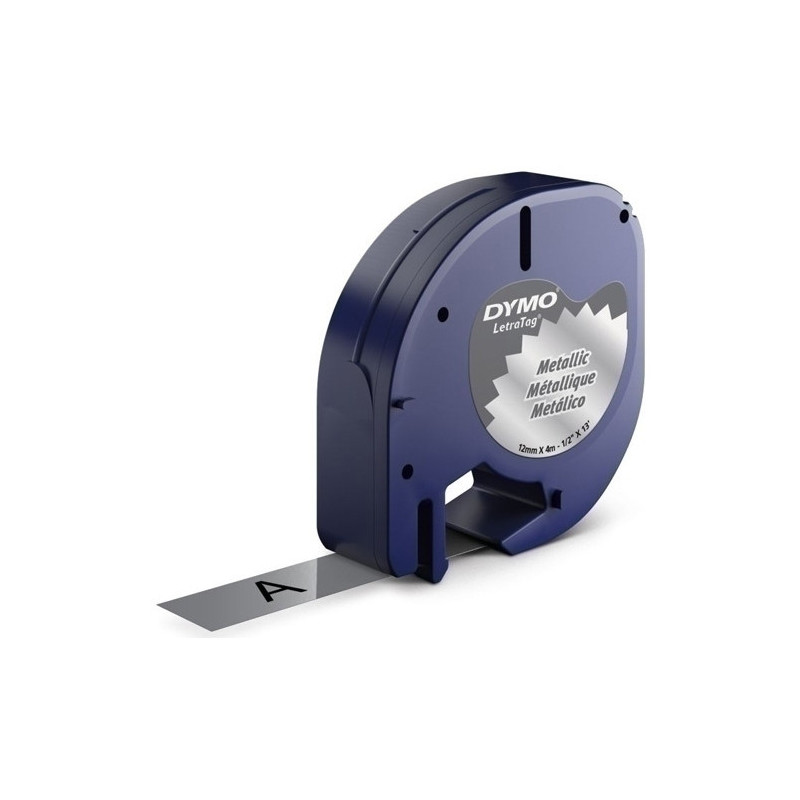 CINTA ROTULAR DYMO TAG 12MM*4M METAL NE/PL 91208