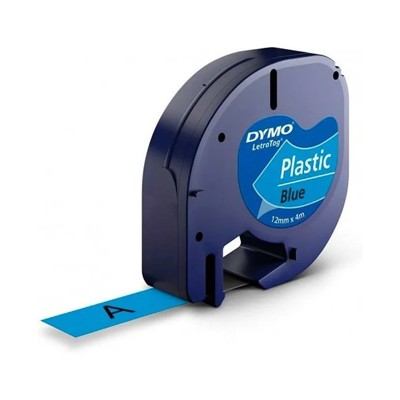 CINTA ROTULAR DYMO TAG 12MM*4M PLASTICO NE/AZ 91205