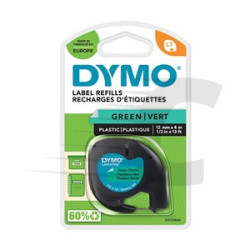 CINTA ROTULAR DYMO TAG 12MM*4M PLASTICO NE/VE 91204