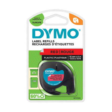 CINTA ROTULAR DYMO TAG 12MM*4M PLASTICO NE/RO 91203