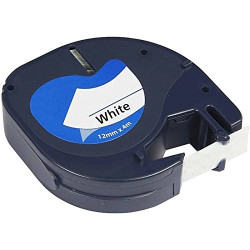 CINTA ROTULAR COMPATIBLE DYMO TAG 12MM*4M PAPEL NE/BL 91200