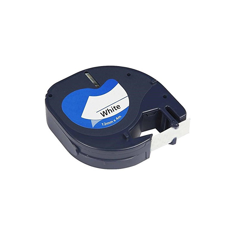 CINTA ROTULAR COMPATIBLE DYMO TAG 12MM*4M PAPEL NE/BL 91200