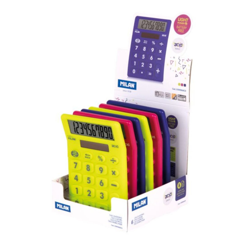 CALCULADORA MILAN ACID COLOR TECLAS GIGANTES 10 DIGITOS 159906ACD