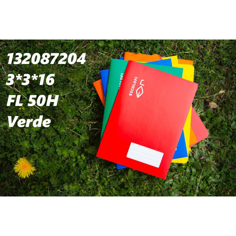 LIBRETA GRAPADA FOLIO 50 HOJAS 70 GR MM 3*3*16 VERDE 132087204 ESCOLOFI (10)