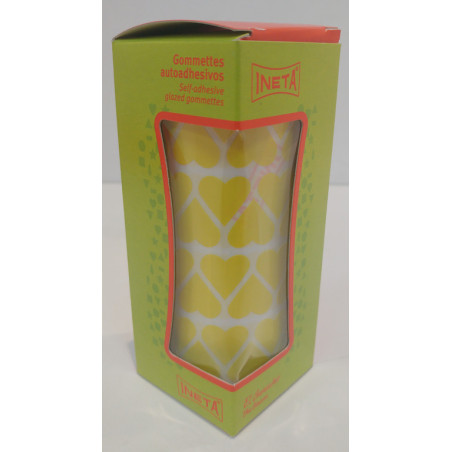 ETIQUETAS INETA GOMETS ROLLO CORAZONES Y LAGRIMAS 16/9MM AMARILLO 2063