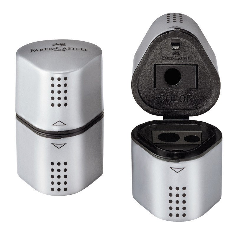 SACAPUNTAS DEPOSITO TRIO GRIP 3 USOS GRIS FABER CASTELL